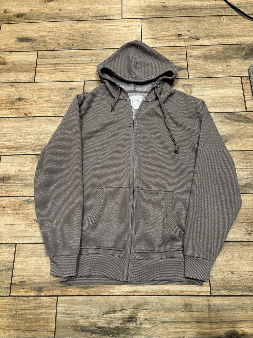 Trinity Collective Zip Up Hoodie Waffle Knit Heather Charcoal Grey L
